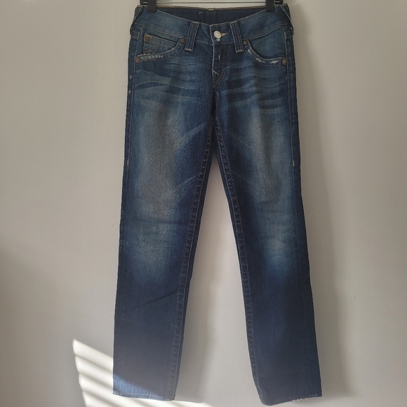 True Religion Low Rise Straight Leg Jeans Size 27 - Picture 1 of 14